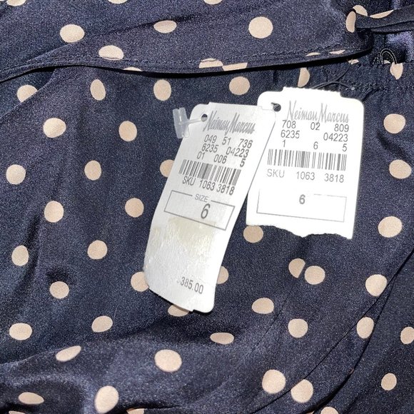 NWT Christopher Deane Neiman Marcus Silk Long Maxi Black Dot Dress New Tags - Picture 12 of 13